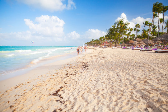 Empty sandy beach landscape. Dominican republic