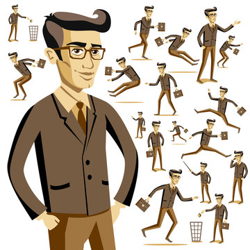 Flat people icons situations vector set Men lifestyle