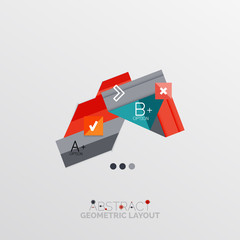 Glossy paper style geometric abstract infographic design