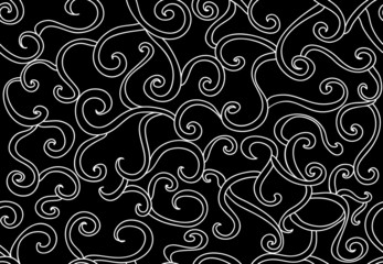 Abstract vector seamless pattern with curling lines