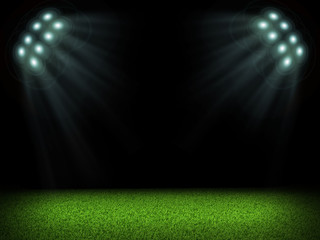 Empty stadium with bright lights