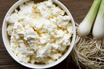 fresh white cheese and onion