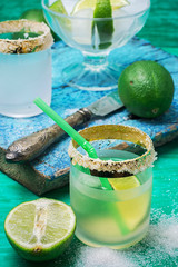 refreshing cocktail made of rum and lime with ice