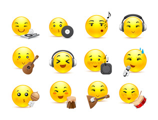 Obraz premium Anime smilies musical instruments