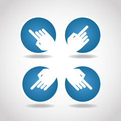 blue round arrow hand diagonal