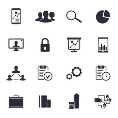 16 business icons set on white vector illustration, eps10