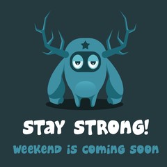 Cute monster on dark background.