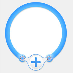 Blue circular frame for your text and plus symbol