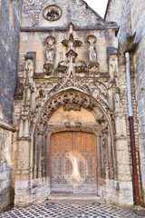 Entrance of Holy Cross Church (1154) in Provins, France