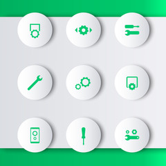 settings, configuration, preferences green modern round icons