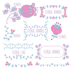 Floral elements vector set