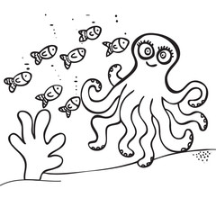 Hand drawn octopus illustration