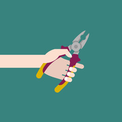 pliers in hand flat illustration - 82465149