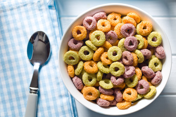 colorful cereal rings in bowl