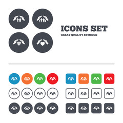 Hands insurance icons. Family life-assurance.