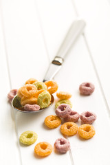 colorful cereal rings in spoon