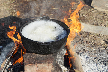Cauldron with food