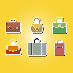 set of color icons with bags for your design