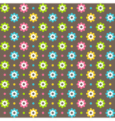 Bright fun abstract seamless pattern with flowers