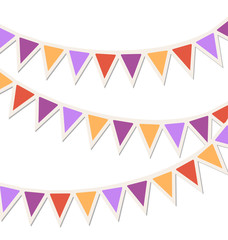 Set of multicolored flat buntings garlands isolated on white bac