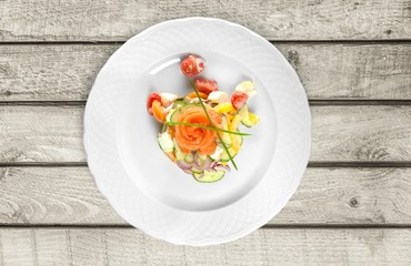 Salmon. Salmon Tartar over White Background. Gourmet Food