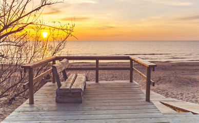 Fototapeta na wymiar Colorful sunset at the Baltic Sea