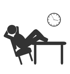Fototapeta premium Business office coffee break flat icon isolated on white backgro