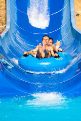 People water slide at aqua park