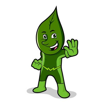Green superhero stopping pose