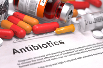 Antibiotics - Medical Concept. Composition of Medicamen. - obrazy, fototapety, plakaty