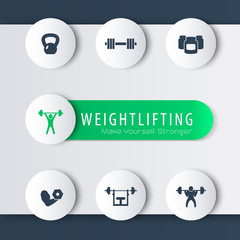 Weightlifting training round modern icons, vector, eps10