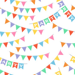 Colorful party flags seamless pattern.