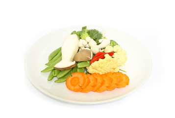 mix colorful vegetables and herb on white background