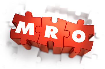 MRO - White Abbreviation on Red Puzzles. - obrazy, fototapety, plakaty