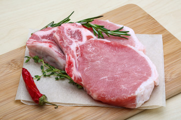 Raw pork steak