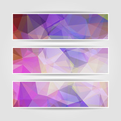 Abstract set vector banners with Modern Triangular Polygonal pat
