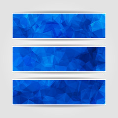 Fototapeta premium Abstract Blue Triangular Polygonal vector banners set