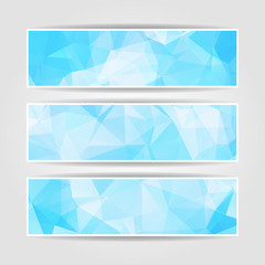 Abstract Blue Triangular Polygonal vector banners set