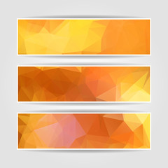 Abstract Orange Triangular Polygonal banners set
