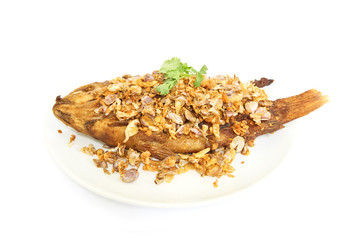 fired fish with garlic delicious thai food