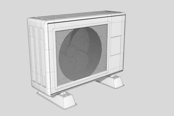 Fototapeta premium エアコン室外気 線画