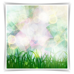 Abstract Multicolored geometric Spring background with grass
