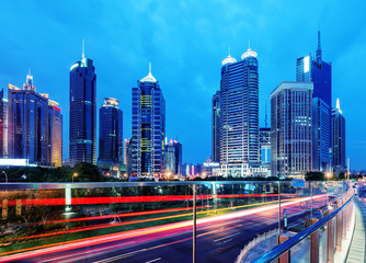 Obraz premium Cities of skyscrapers at night