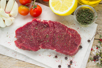 Raw beef steak