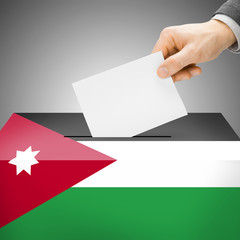 Ballot box painted into national flag - Jordan