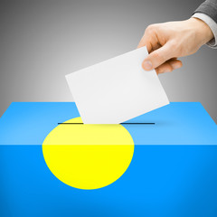 Ballot box painted into national flag - Palau
