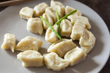 Traditional Polish dish, a kind of noodles called "kopytka" hoof