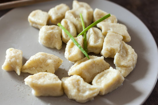 Traditional Polish dish, a kind of noodles called "kopytka" hoof