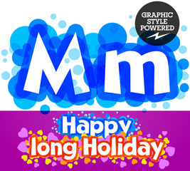 Vector set of happy festive motley alphabet. Letter M