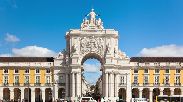 4k timelaspe of commerce square - Par&ccedil;a do commercio in Lisbon